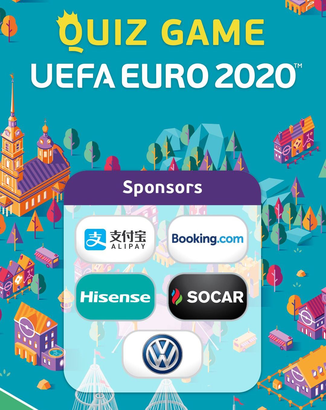 Quiz Game UEFA EURO 2020 with sponsor logos